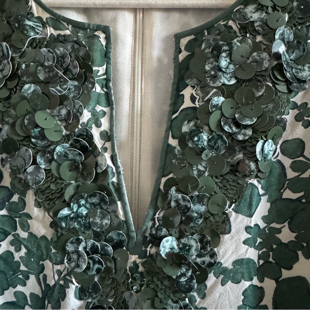Tory Burch Talan Caftan Green Vine Issy Gown Dress size 12 - Picture 10 of 12